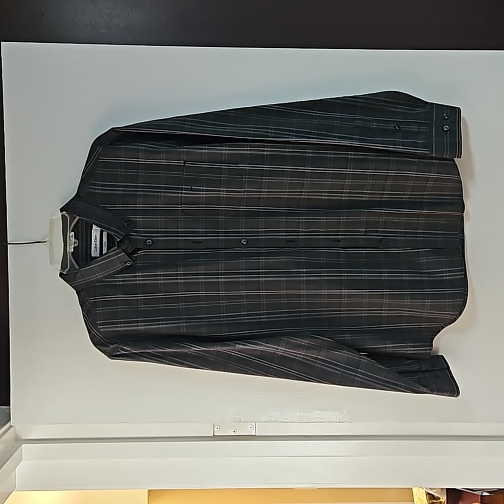 Dark gray Plaid Calvin Klein button-down shirt